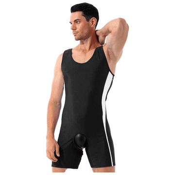 Men's Erotic U Neck Sleeveless Bodysuit / Crotchless Open Butt Leotard Patchwork Bodycon - EVE's SECRETS